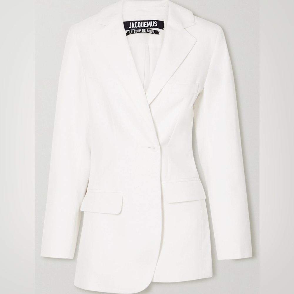 Jacquemus women le coup de soleli ivory white linen blazer jacket NWT